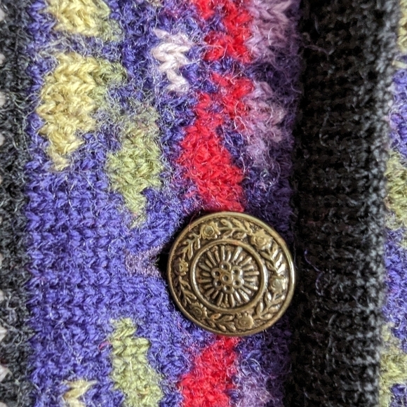 Tally-ho vintage red Scandinavian Nordic cardigan wool sweater sz M - Picture 6 of 7